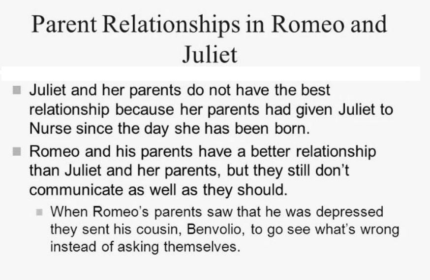 how do romeo and juliet interact with their parents