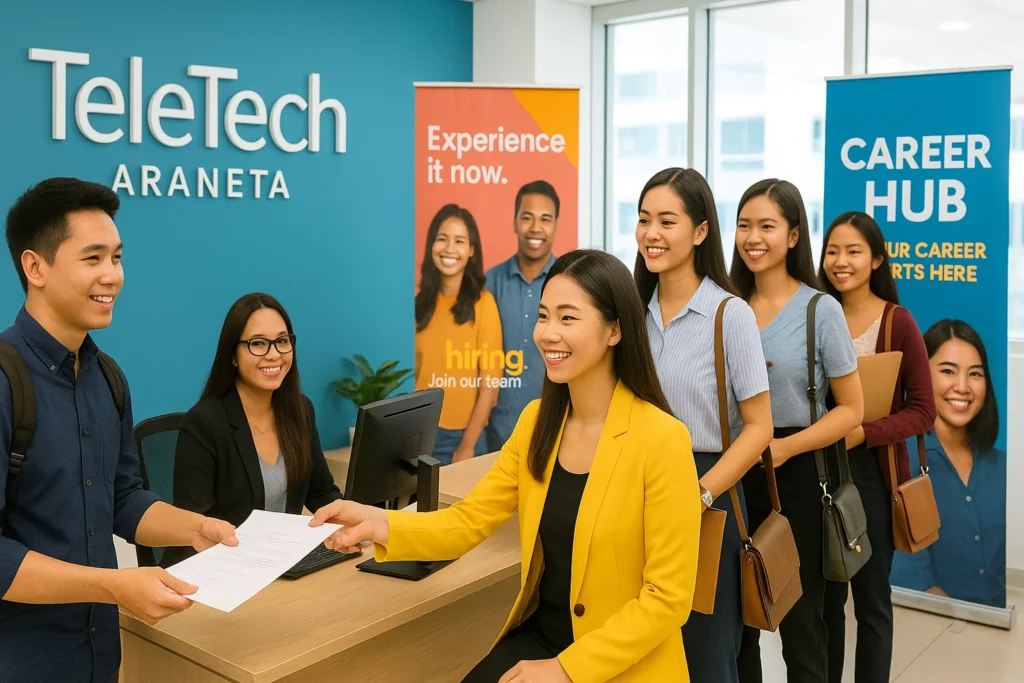 Job seekers applying at Teletech Araneta Career Hub in Quezon City