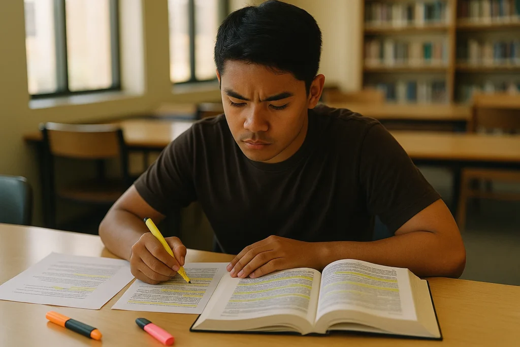 Filipino student preparing for the Sub Professional Civil Service Exam