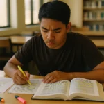 Filipino student preparing for the Sub Professional Civil Service Exam