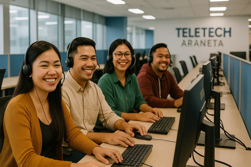 Happy employees working at Teletech Araneta site
